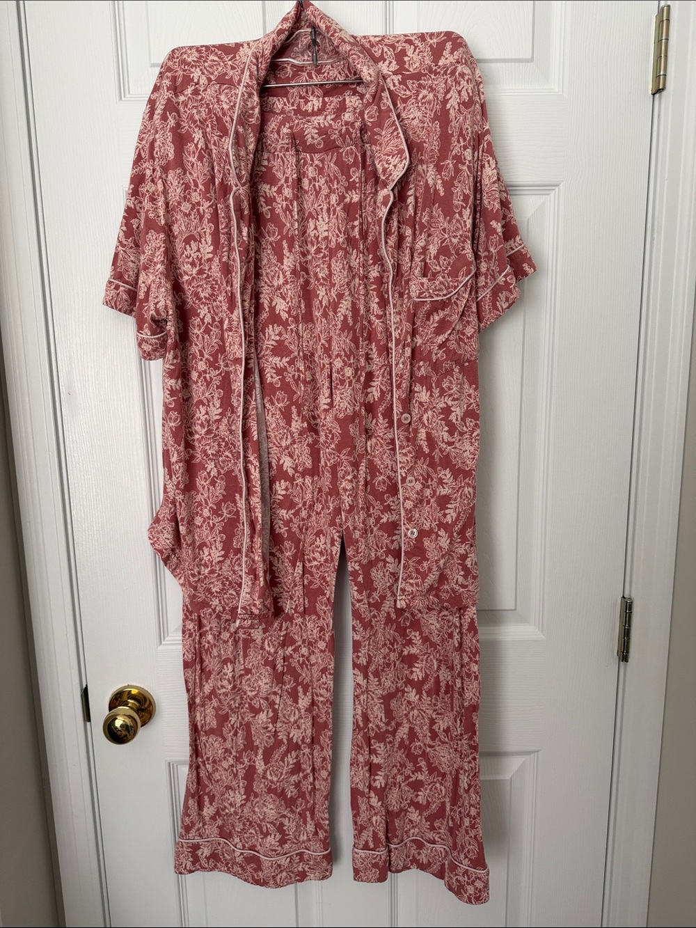 Floral Short-Sleeve Pajama Set in Rose
